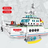 LEGO  Block 893PCS City Police Assembly Ship Model Building Blocks Military Emergency Rescue Boat Figures Bricks
