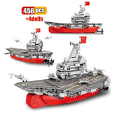 LEGO 458Pcs Navy Ship Military Aircrafted Carrier Building Blocks Mini Model  Cruise Warship Bricks Sets