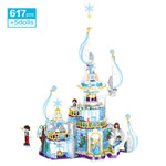 LEGO 617Pcs Snow City Princess Magical Castle Series Building Blocks Snow Queen Innis Ice Sail Castle Educational Girl DIY Brick Toys