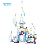 LEGO 617Pcs Snow City Princess Magical Castle Series Building Blocks Snow Queen Innis Ice Sail Castle Educational Girl DIY Brick Toys