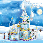 LEGO 617Pcs Snow City Princess Magical Castle Series Building Blocks Snow Queen Innis Ice Sail Castle Educational Girl DIY Brick Toys