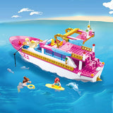 LEGO Pink Dream Holiday Yacht Building Blocks Sets Sightseeing Boat Model Assembly Kit Friends Educational Brick