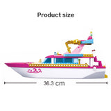 LEGO Pink Dream Holiday Yacht Building Blocks Sets Sightseeing Boat Model Assembly Kit Friends Educational Brick