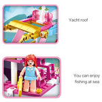LEGO Pink Dream Holiday Yacht Building Blocks Sets Sightseeing Boat Model Assembly Kit Friends Educational Brick