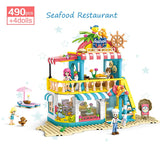 LEGO 490Pcs Friends Princess Seaside Series Building Blocks Seafood Restaurant Set Figures DIY Educational Brick