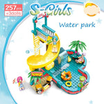 LEGO 257Pcs Summer Holiday Series Building Block Water World Swimming Pool Water Park Slide Girls Friend DIY Bricks