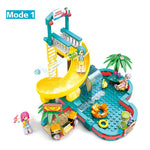 LEGO 257Pcs Summer Holiday Series Building Block Water World Swimming Pool Water Park Slide Girls Friend DIY Bricks