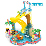 LEGO 257Pcs Summer Holiday Series Building Block Water World Swimming Pool Water Park Slide Girls Friend DIY Bricks