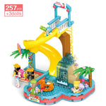 LEGO 257Pcs Summer Holiday Series Building Block Water World Swimming Pool Water Park Slide Girls Friend DIY Bricks