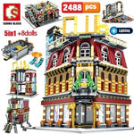 LEGO 5-in-1 USB Light Nightclub House Building Blocks City Street View Series Figures Bricks Education Toys